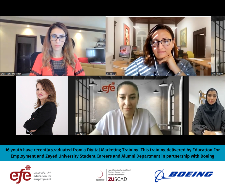 Female Zayed University alumni successfully graduate EFE digital marketing training course              